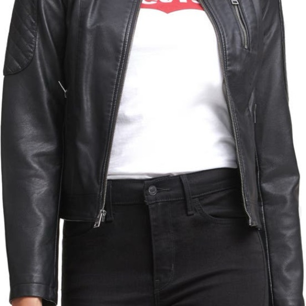 Levi's Zip Front Water Repellent Faux Leather Moto Jacket
